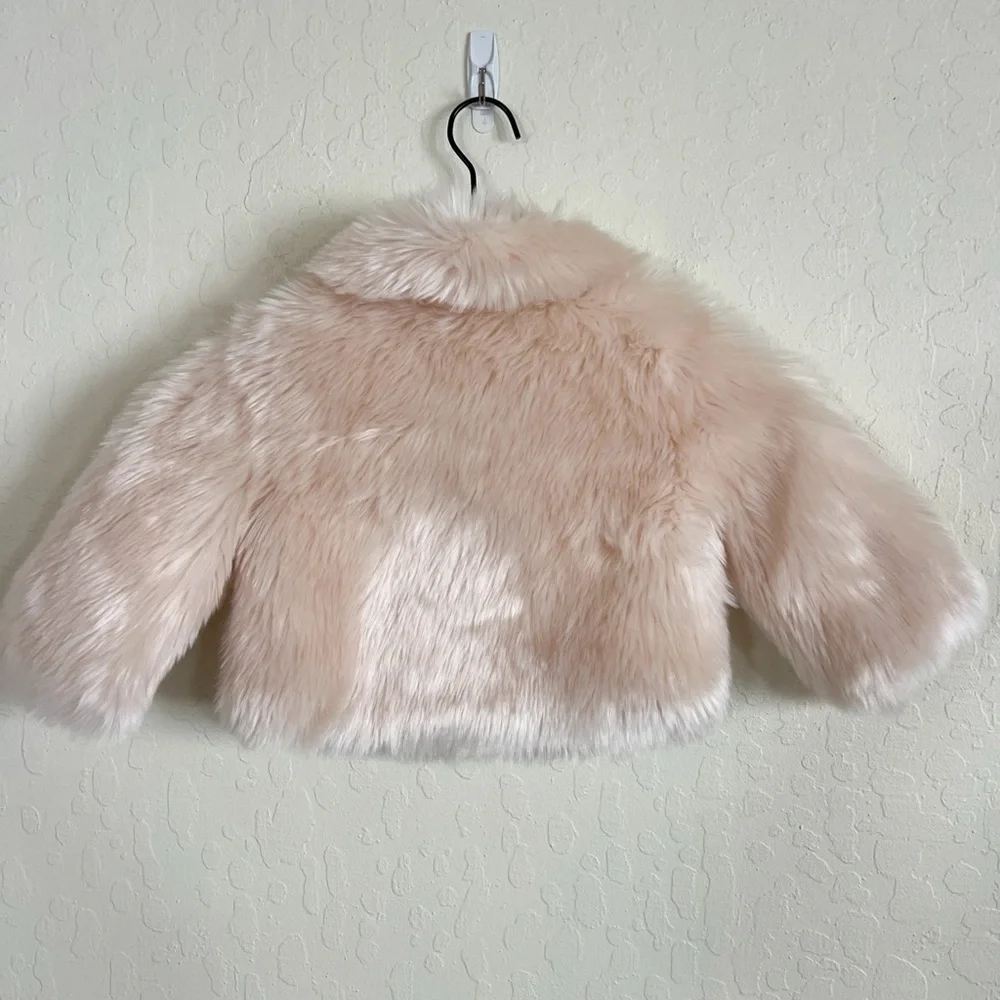 Janie and Jack Girls Faux Fur Jacket Coat 3 to 4 Years Pink Special Occasion
